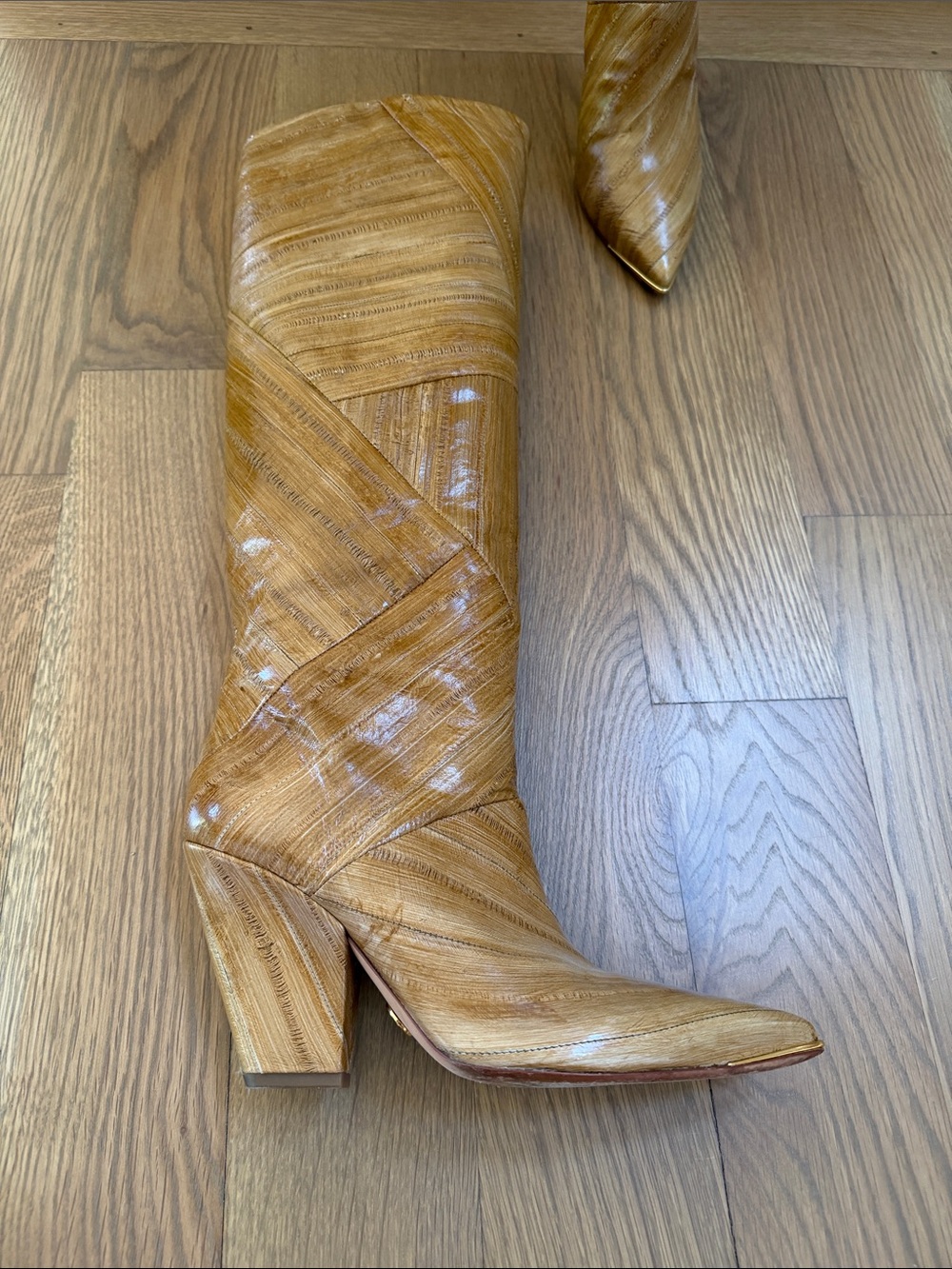Tory Burch patchwork Lila eel leather knee boots size 9.5 vintage feel - Picture 3 of 14